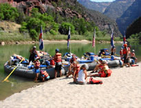 Rafters relaxing on a Lodore Canyon beach