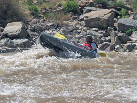 Whitewater inflatable kayaking on Colorado River
