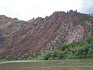 A closer view of the Mitten Park Fault from the Yampa River.
