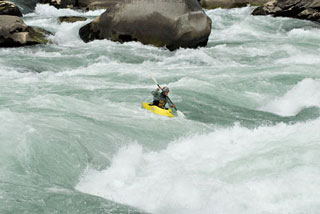 Hard shell kayaks in white water rapids
