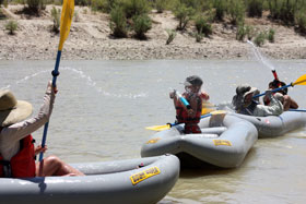 Inflatable Kayakers having fun in Ruby Canyon
